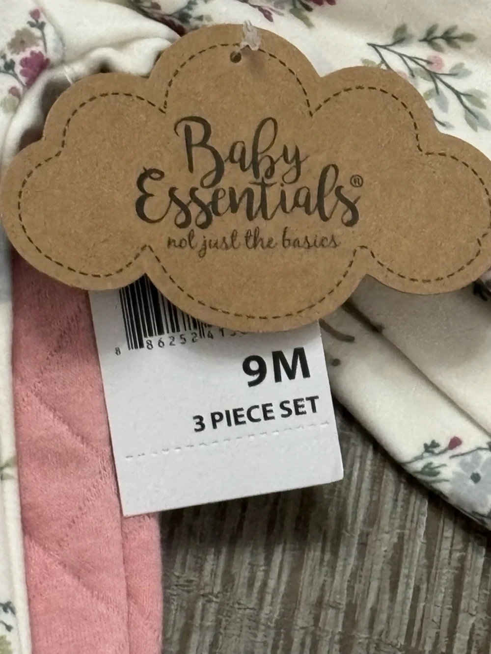 Essentials Floral Deer Bodysuit, Bib & Quilted Pants Set - Pink and Cream